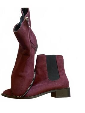 bebe y2k Burgundy faux Suede Ankle Boots with Studded Sole